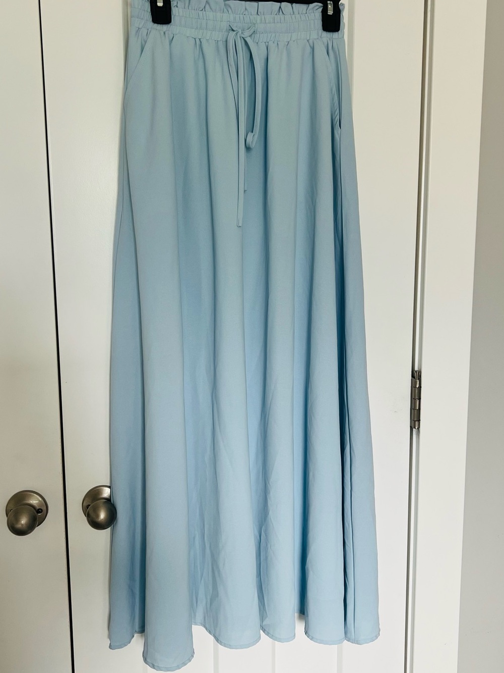 Light Blue Maxi Skirt with Drawstring Waist